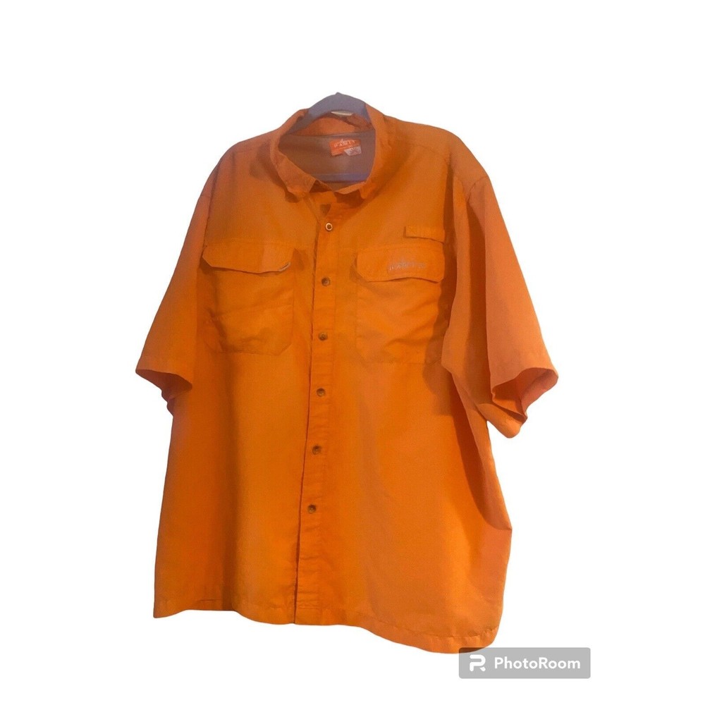Habit Mens Shirt Vented Fishing Camp Casual Hiking Orange 2XL